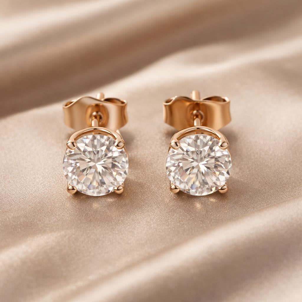 Zirconia earrings with white gold