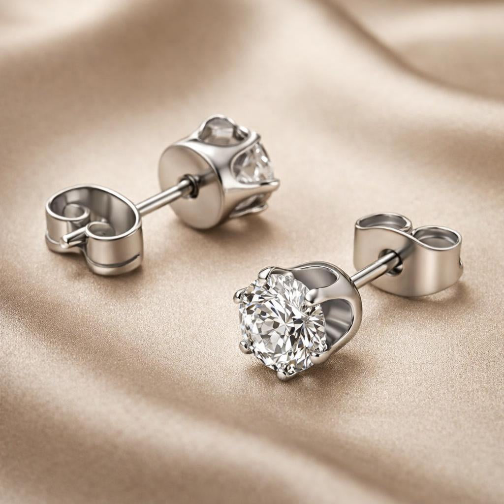 Zirconia earrings with white gold