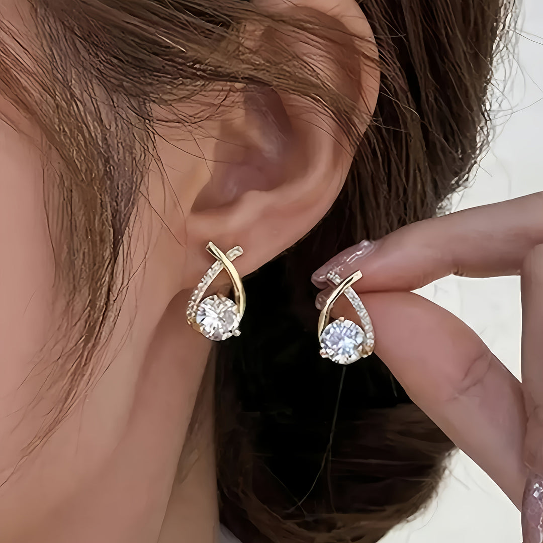 Earrings with Cross and Zirconia