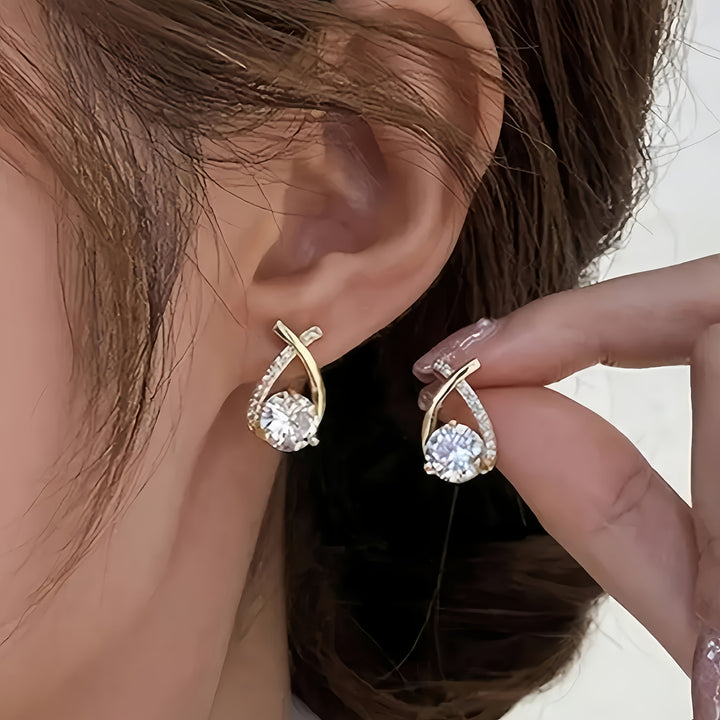 Earrings with Cross and Zirconia