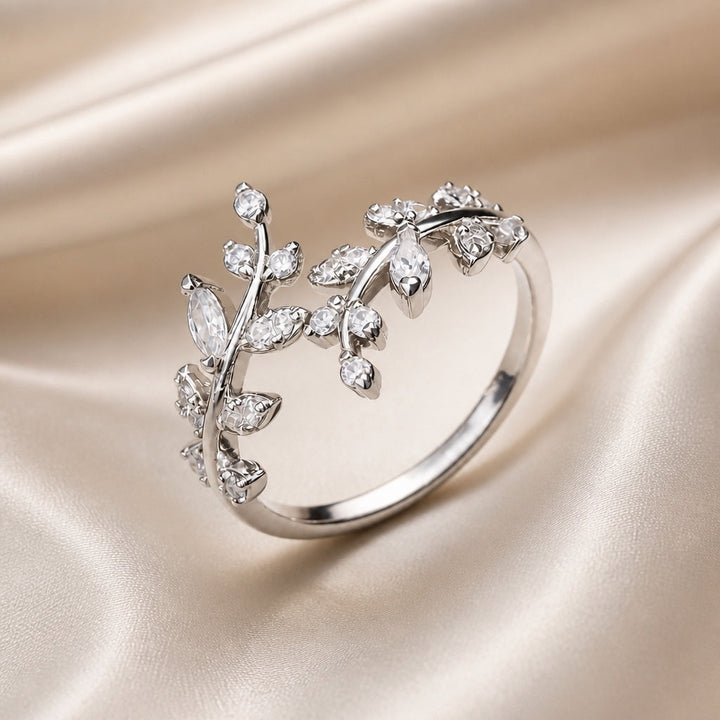 White Gold Screw Ring with Cubic Zirconia