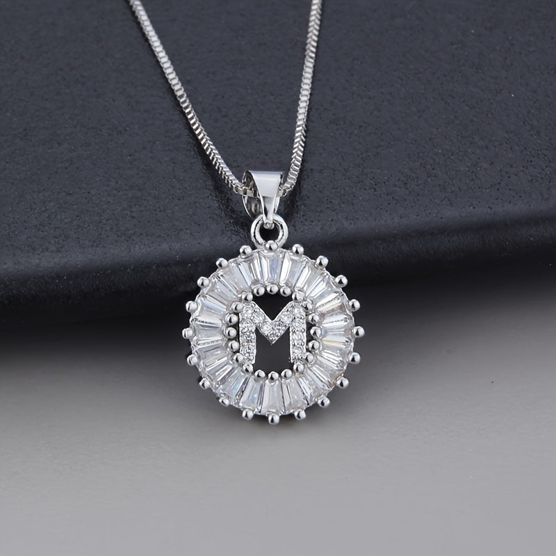 White gold necklace with the initial "Z" and cubic zirconia