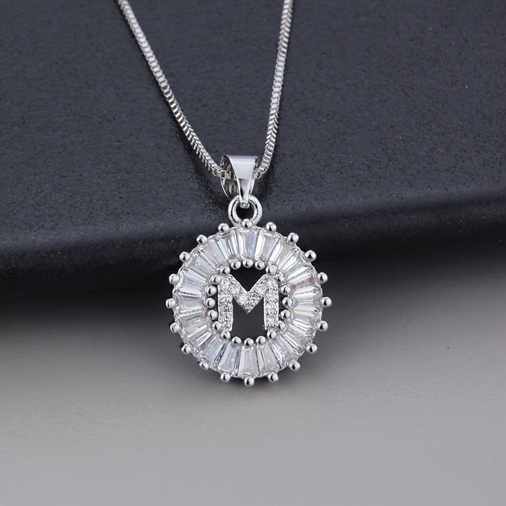 White gold necklace with the initial "Z" and cubic zirconia