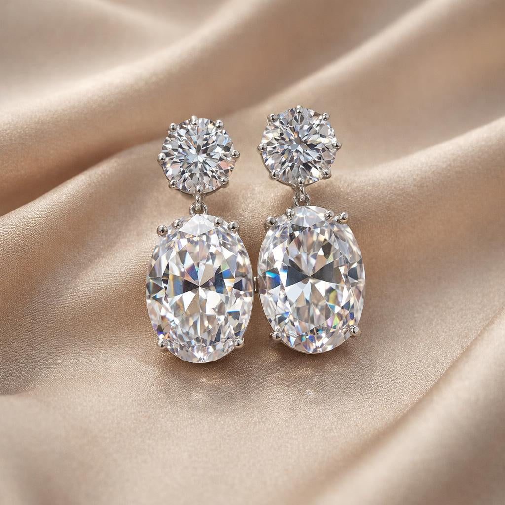 White gold earrings with majestic cubic zirconia