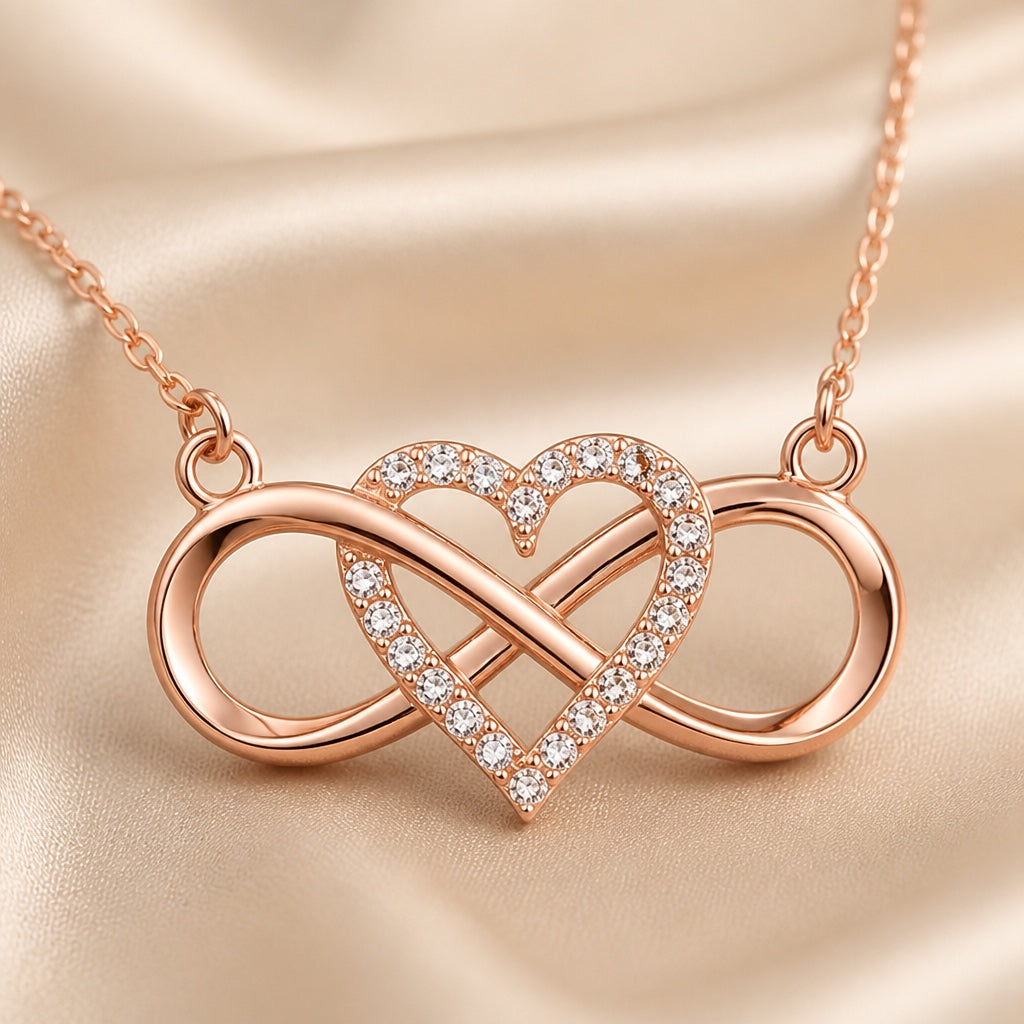 Infinite Heart Pendant in White Gold with Necklace