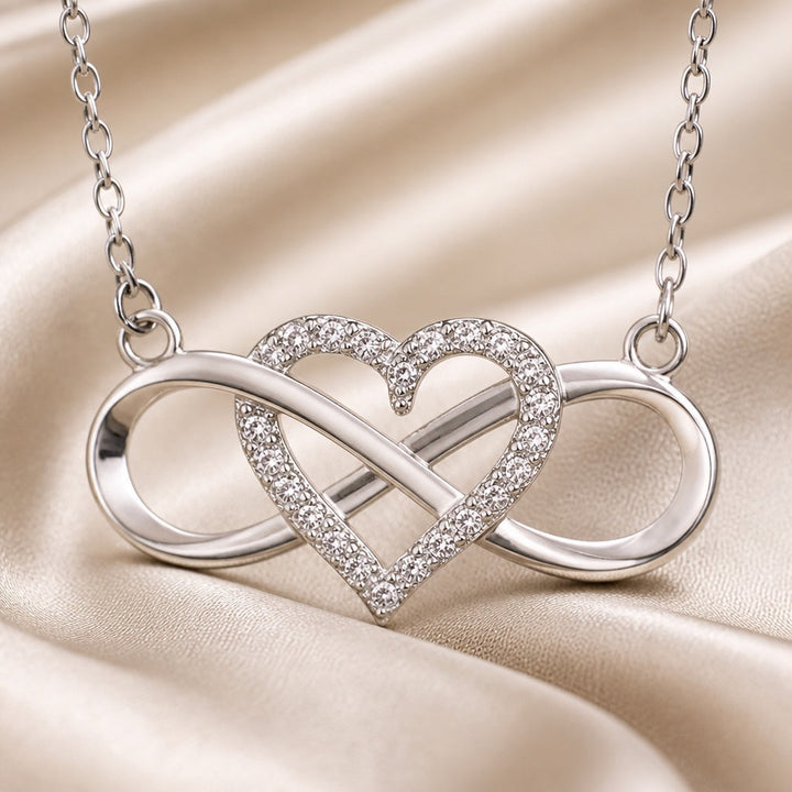 Infinite Heart Pendant in White Gold with Necklace