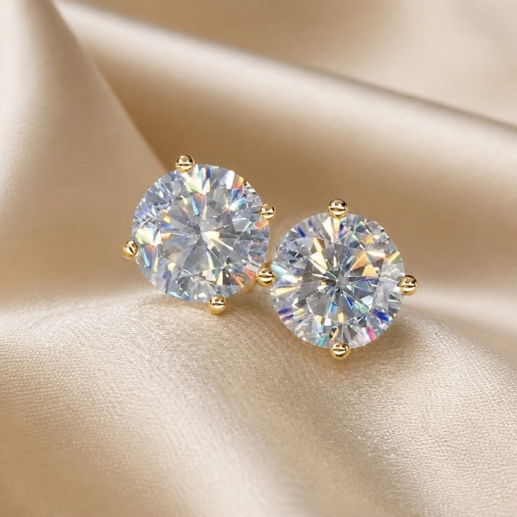 Sparkling white gold earrings with cubic zirconia