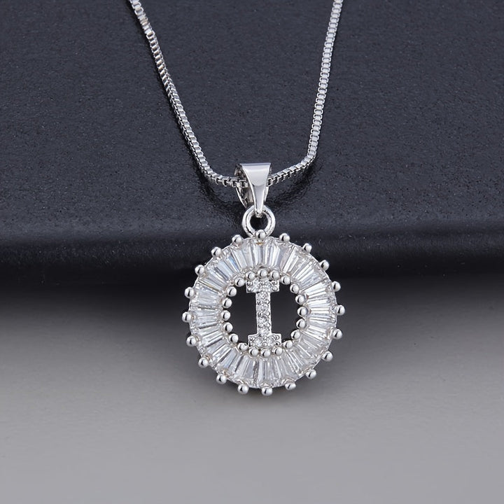 White gold necklace with the initial "Z" and cubic zirconia
