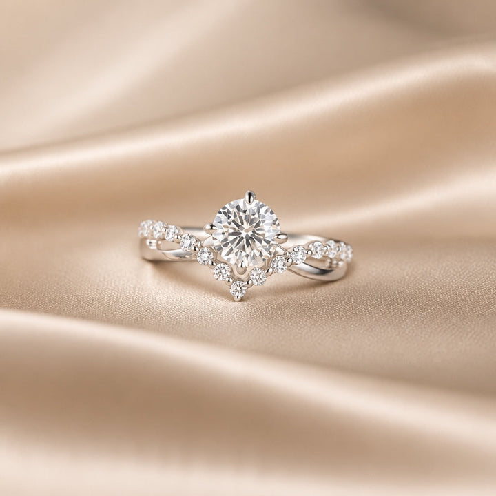 Aurora: White Gold Ring with Cubic Zirconia