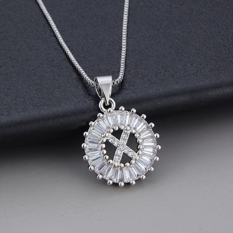 White gold necklace with the initial "Z" and cubic zirconia