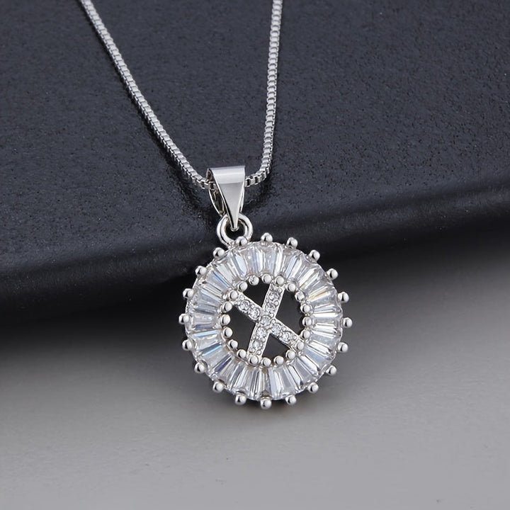 White gold necklace with the initial "Z" and cubic zirconia