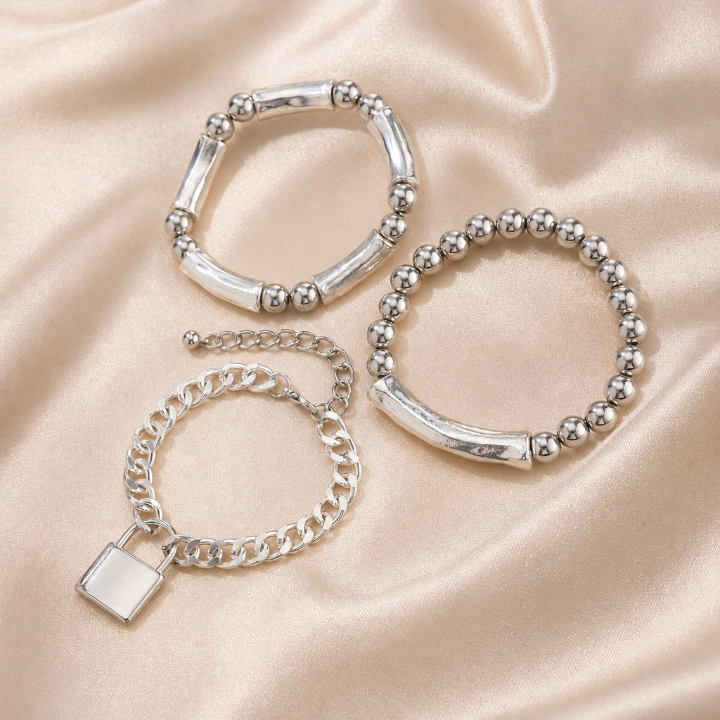 White Gold Pearl Bracelet Collection with Punk-Style Clasp