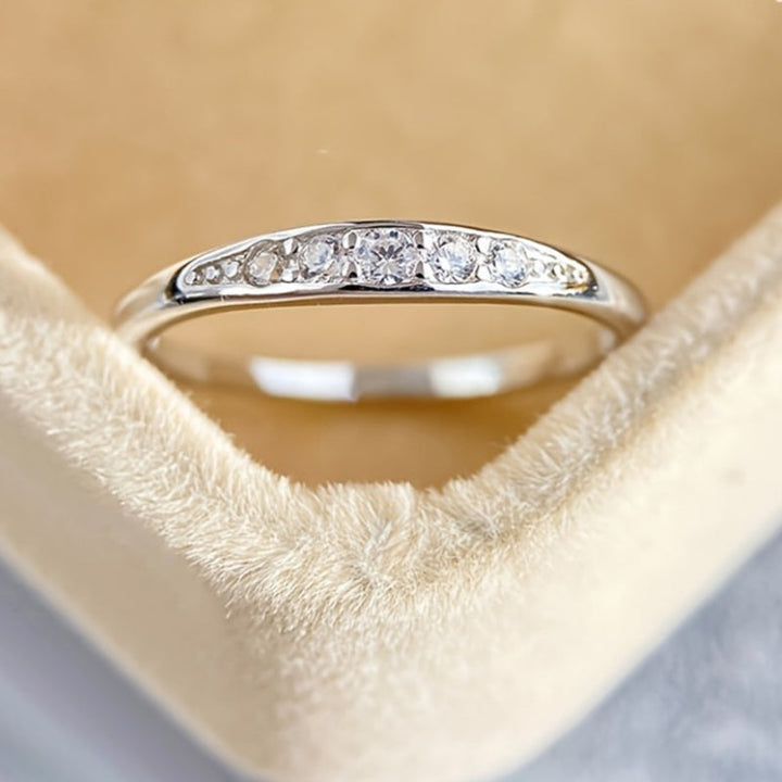White gold ring with micro-pavé zirconia stones
