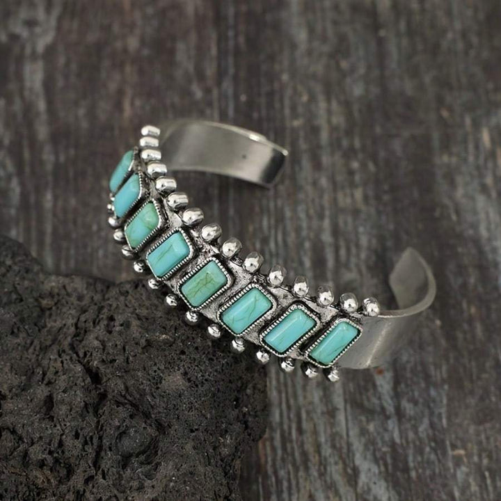 Quinara Turquoise Cuff Bracelet | White Gold