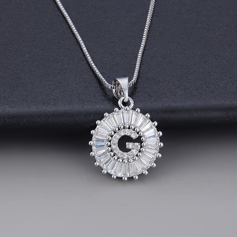 White gold necklace with the initial "Z" and cubic zirconia