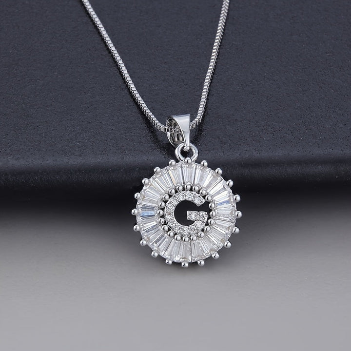 White gold necklace with the initial "Z" and cubic zirconia