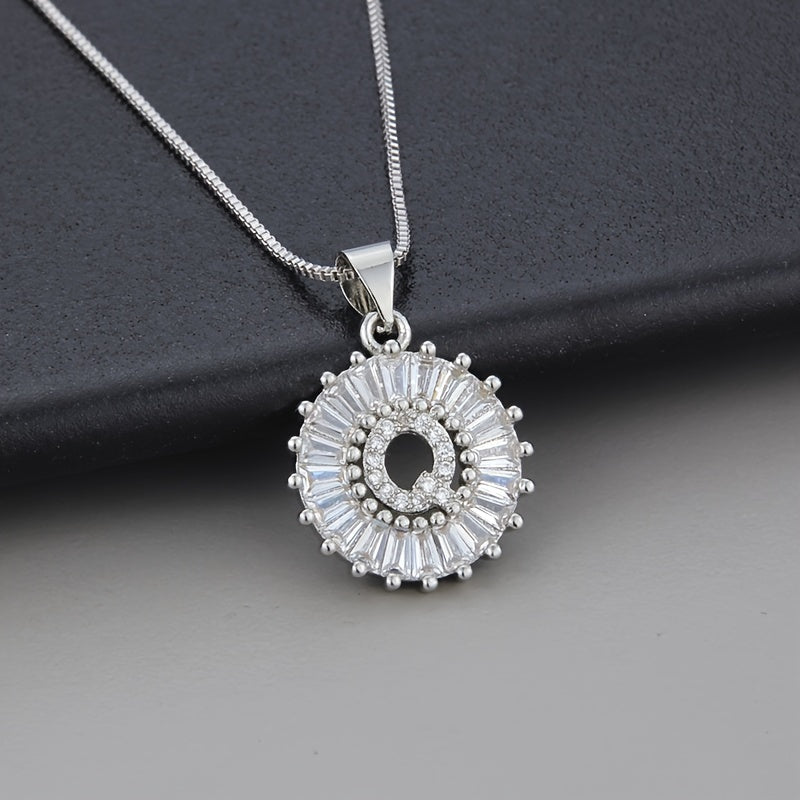 White gold necklace with the initial "Z" and cubic zirconia