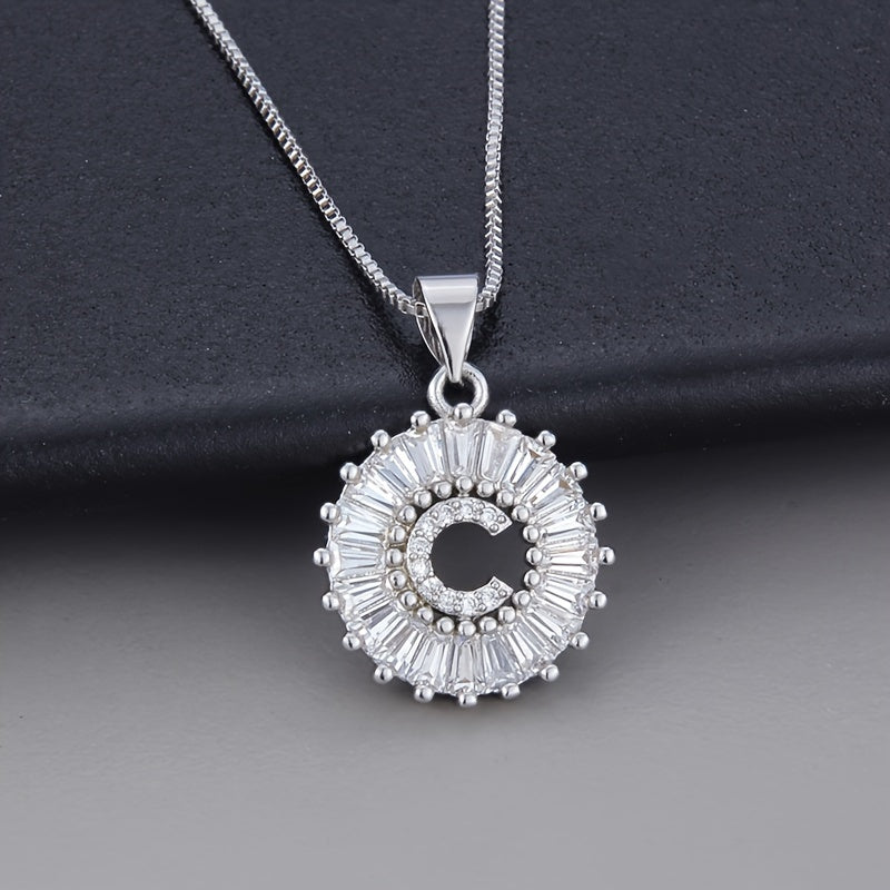 White gold necklace with the initial "Z" and cubic zirconia