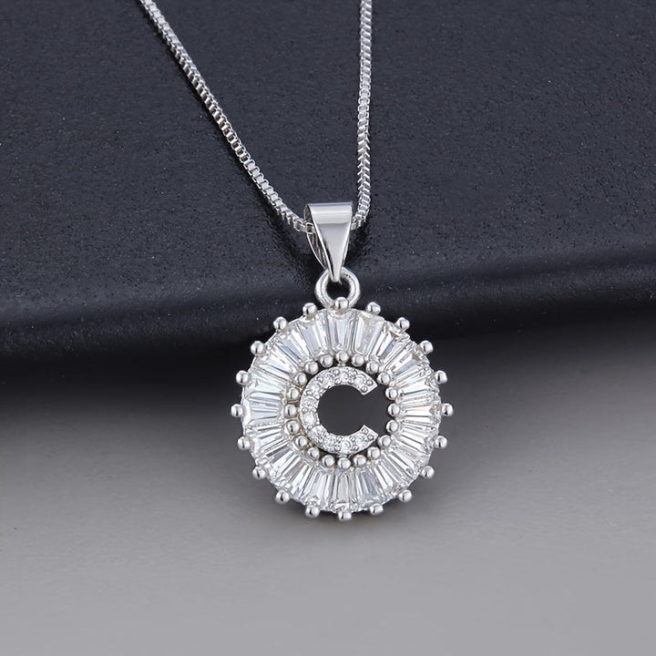 White gold necklace with the initial "Z" and cubic zirconia