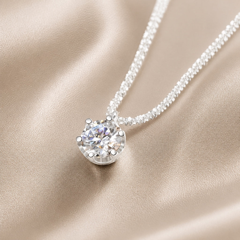Eternity Necklace with Zirconia in White Gold