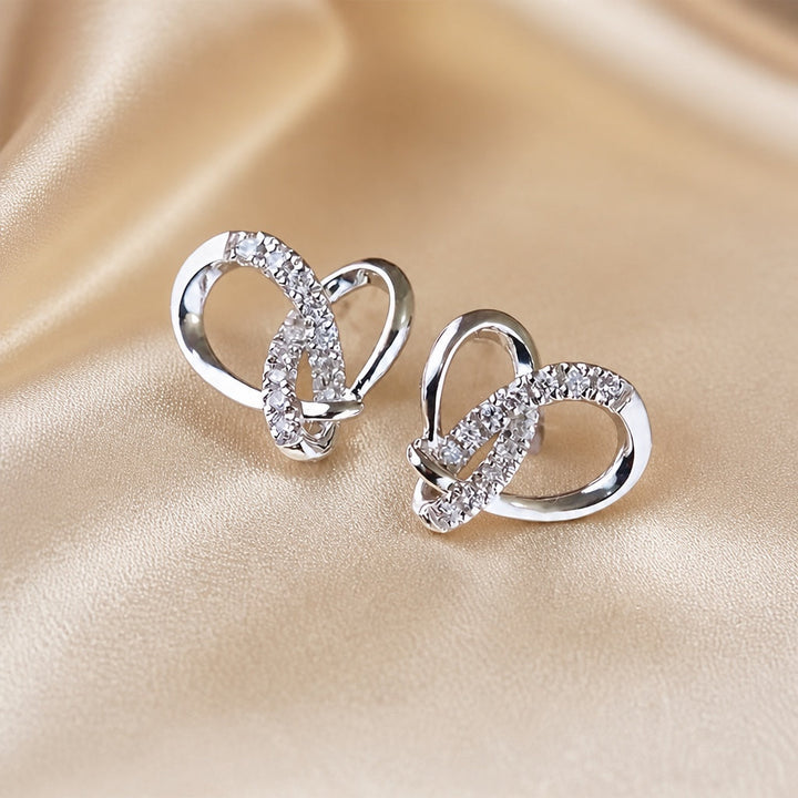 Geometric Stud Earrings in Zirconia and White Gold