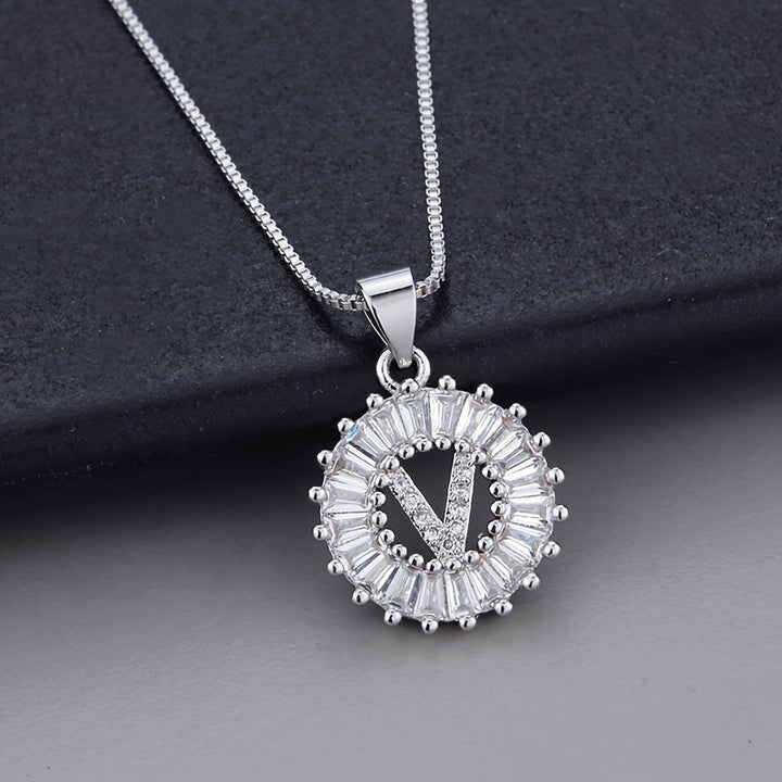 White gold necklace with the initial "Z" and cubic zirconia