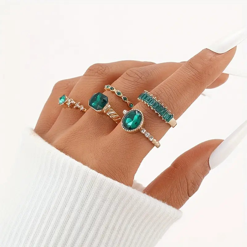 Imperial Green Stone Ring Set
