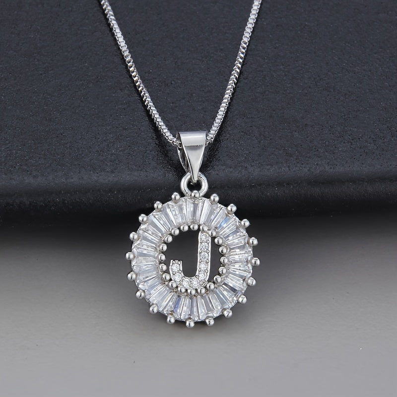 White gold necklace with the initial "Z" and cubic zirconia