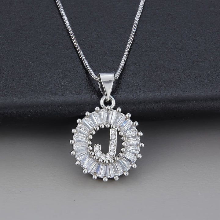 White gold necklace with the initial "Z" and cubic zirconia