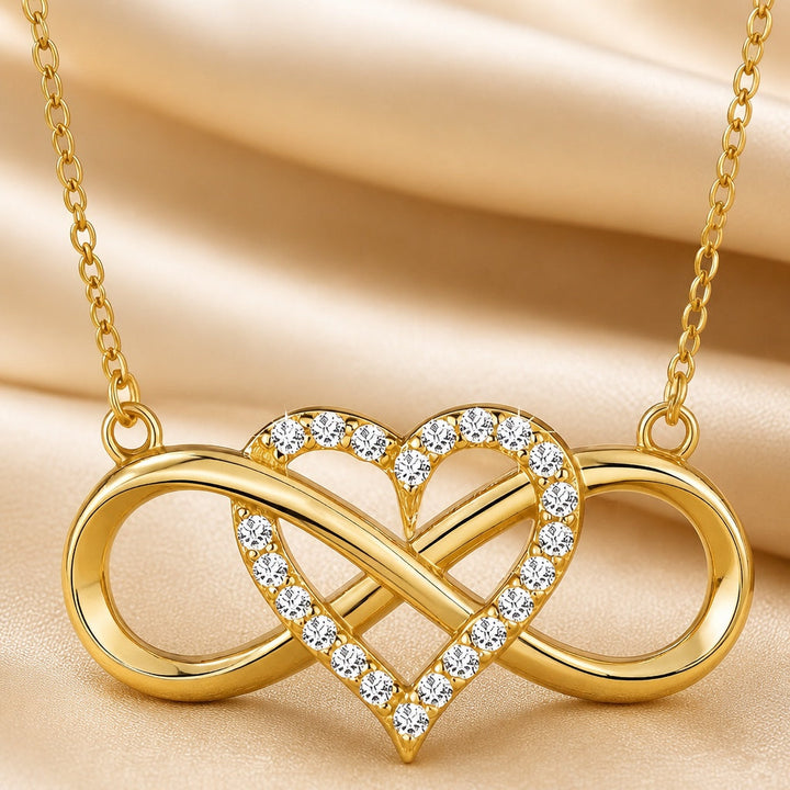 Infinite Heart Pendant in White Gold with Necklace