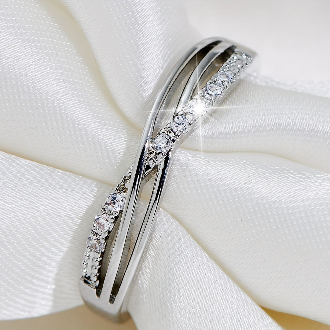 Zirconia and White Gold Day Ring