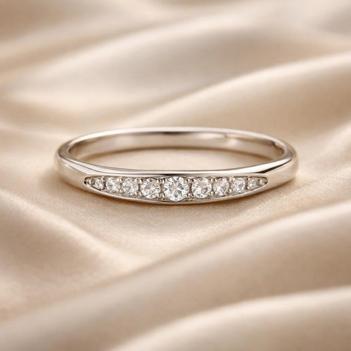 White gold ring with micro-pavé zirconia stones