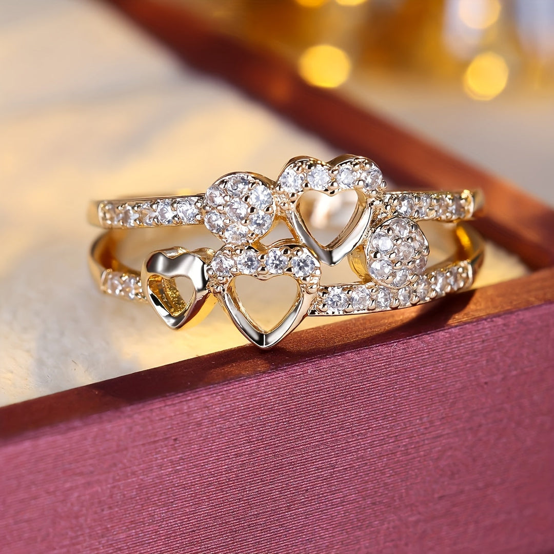 White Gold Heart Ring with Cubic Zirconia