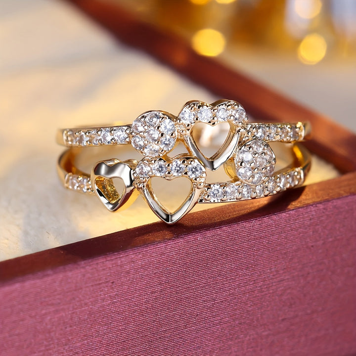 White Gold Heart Ring with Cubic Zirconia