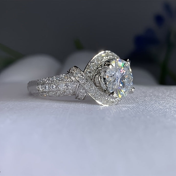 White Gold Ring with Moissanite and Split Band