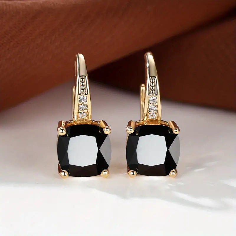 Hoop Earrings with Mystic Blue Stone