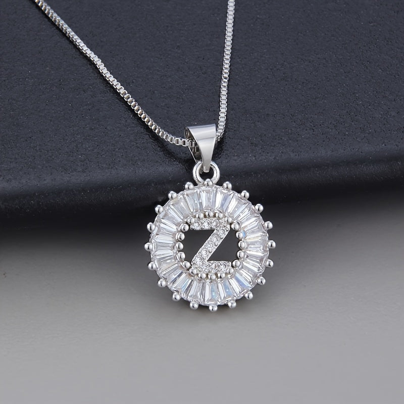 White gold necklace with the initial "Z" and cubic zirconia