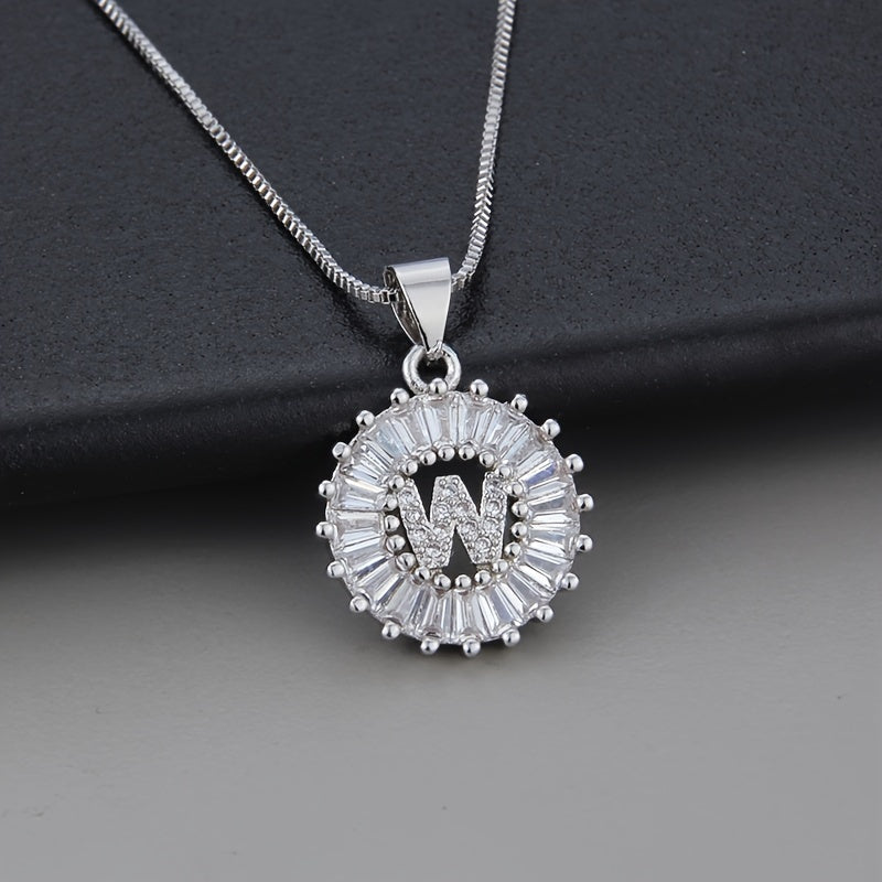 White gold necklace with the initial "Z" and cubic zirconia