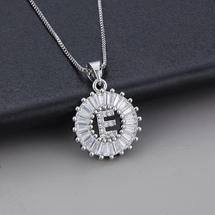 White gold necklace with the initial "Z" and cubic zirconia