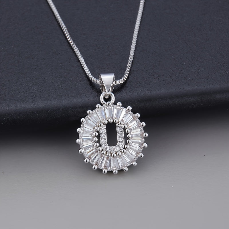 White gold necklace with the initial "Z" and cubic zirconia