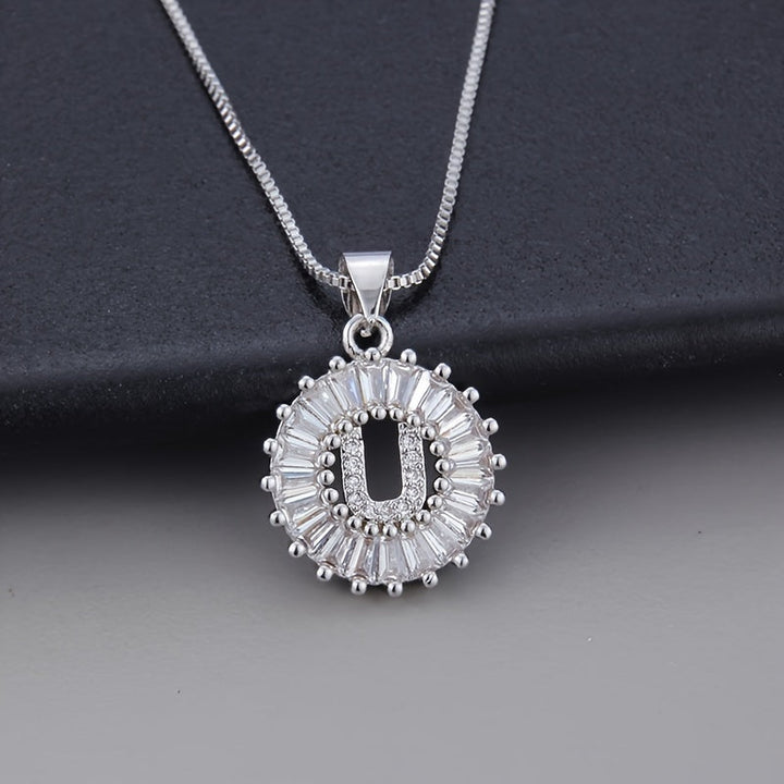 White gold necklace with the initial "Z" and cubic zirconia