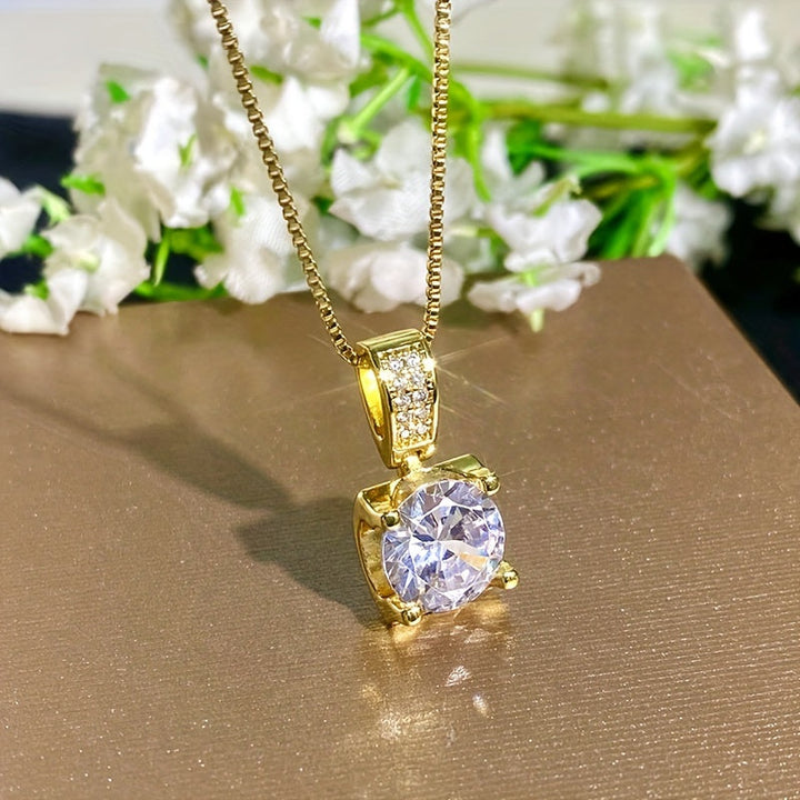 White gold necklace with cubic zirconia pendant