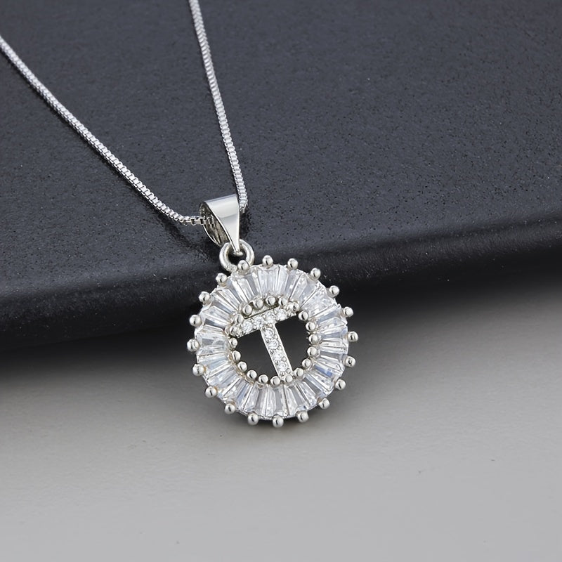 White gold necklace with the initial "Z" and cubic zirconia