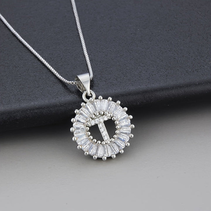 White gold necklace with the initial "Z" and cubic zirconia