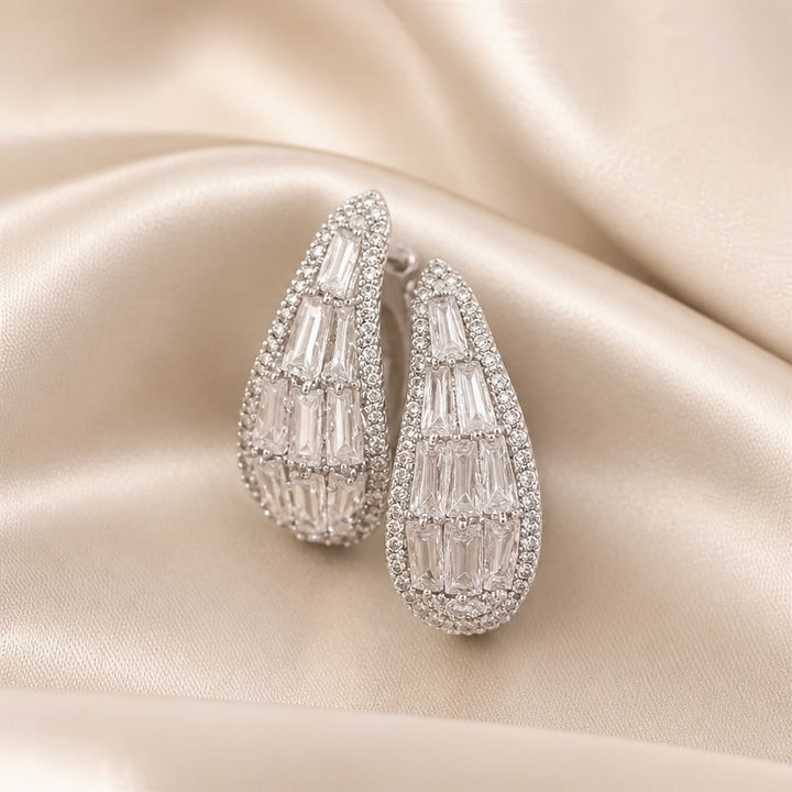 Cascade Hoop Earrings in White Gold