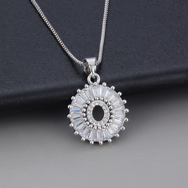 White gold necklace with the initial "Z" and cubic zirconia