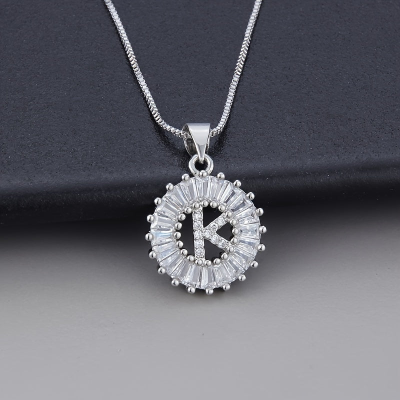 White gold necklace with the initial "Z" and cubic zirconia