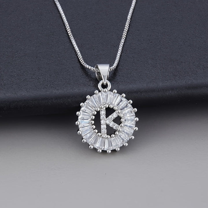 White gold necklace with the initial "Z" and cubic zirconia