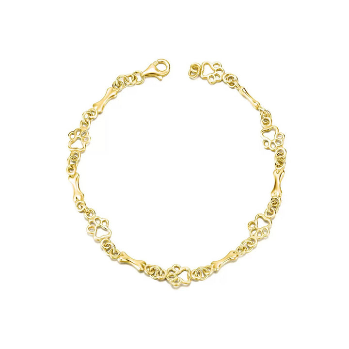 Limited Edition Pure Silver Dog Paw and Bone Charms Bracelet