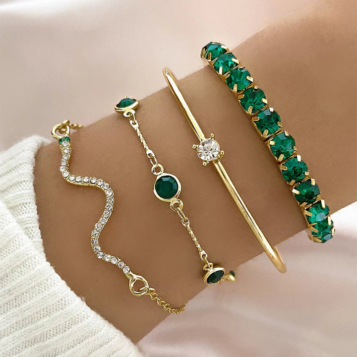 Set of Pure Green Stone Bracelets